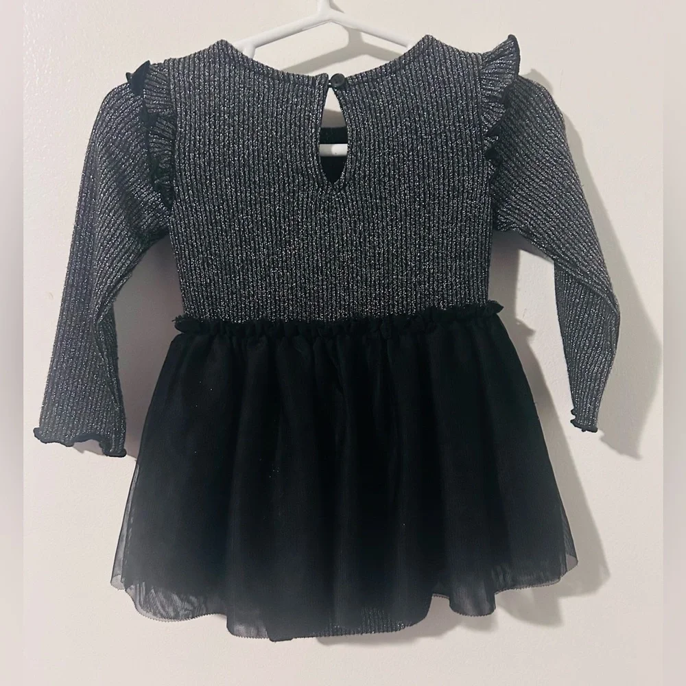 Old Navy Long-Sleeve Rib-Knit Metallic Bodysuit Tutu Dress for Baby,Size 6-12 M.